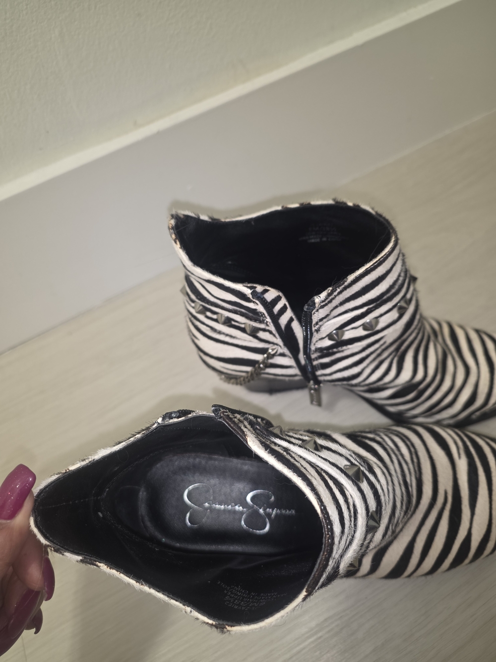 Jessica Simpson Girls' Zebra Print Ankle Boots - Black & White